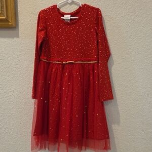 Hanna Andersson Beautiful Red Formal Kids Dress with Gold Accents